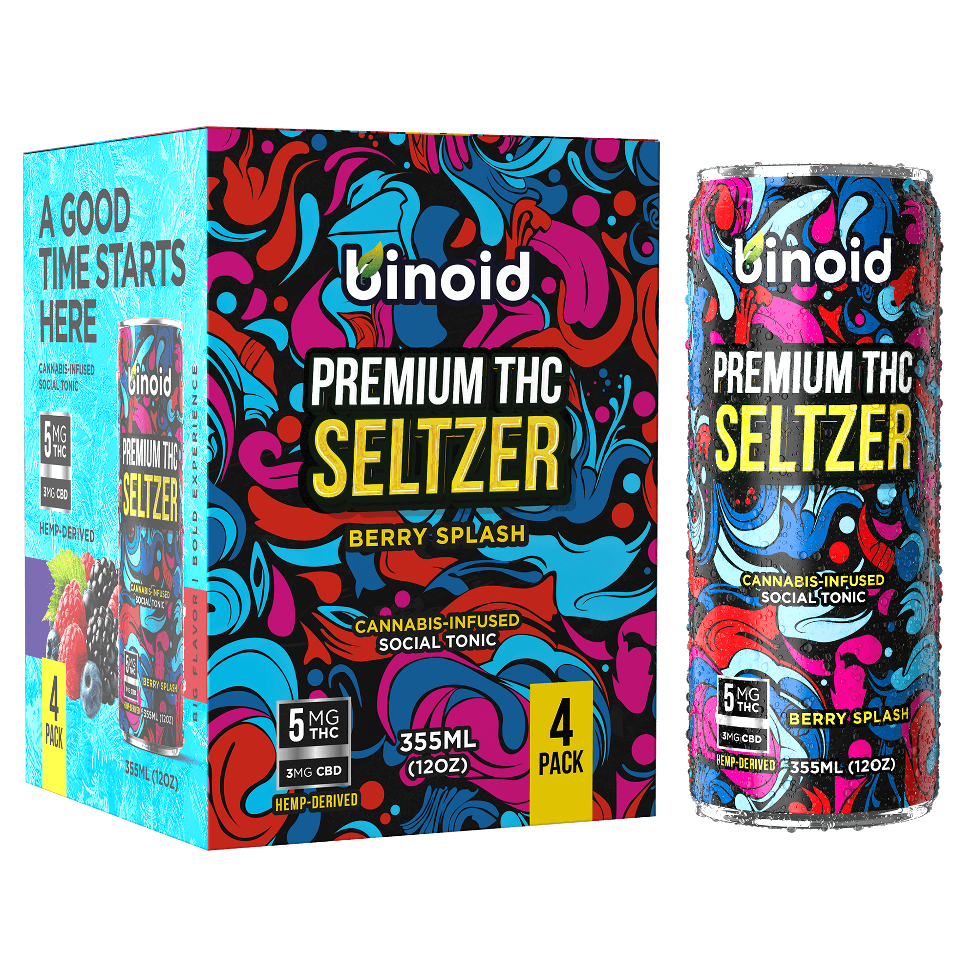 Binoid CBD THC Seltzer four-pack