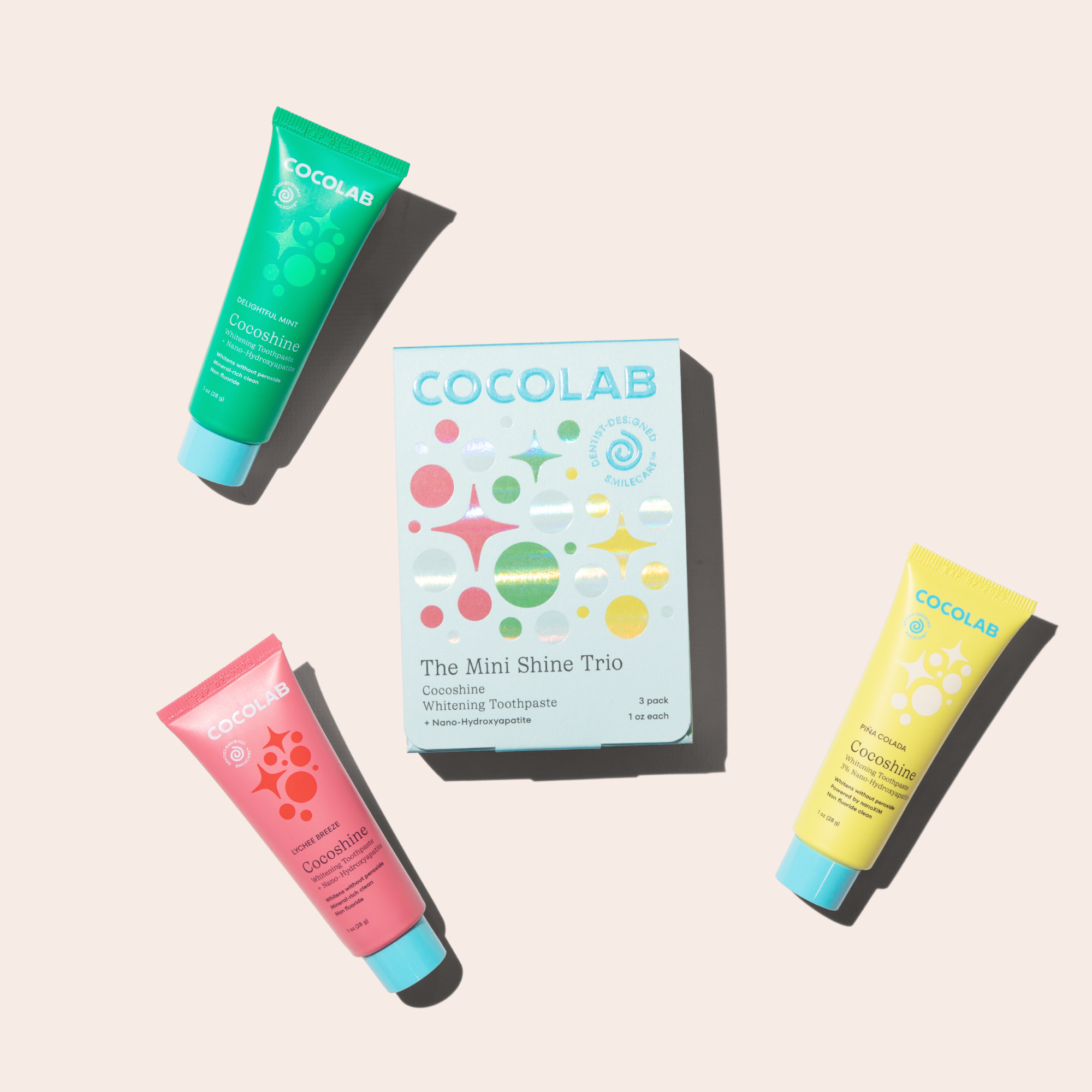 Cocofloss Mini Shine Trio toothpaste set