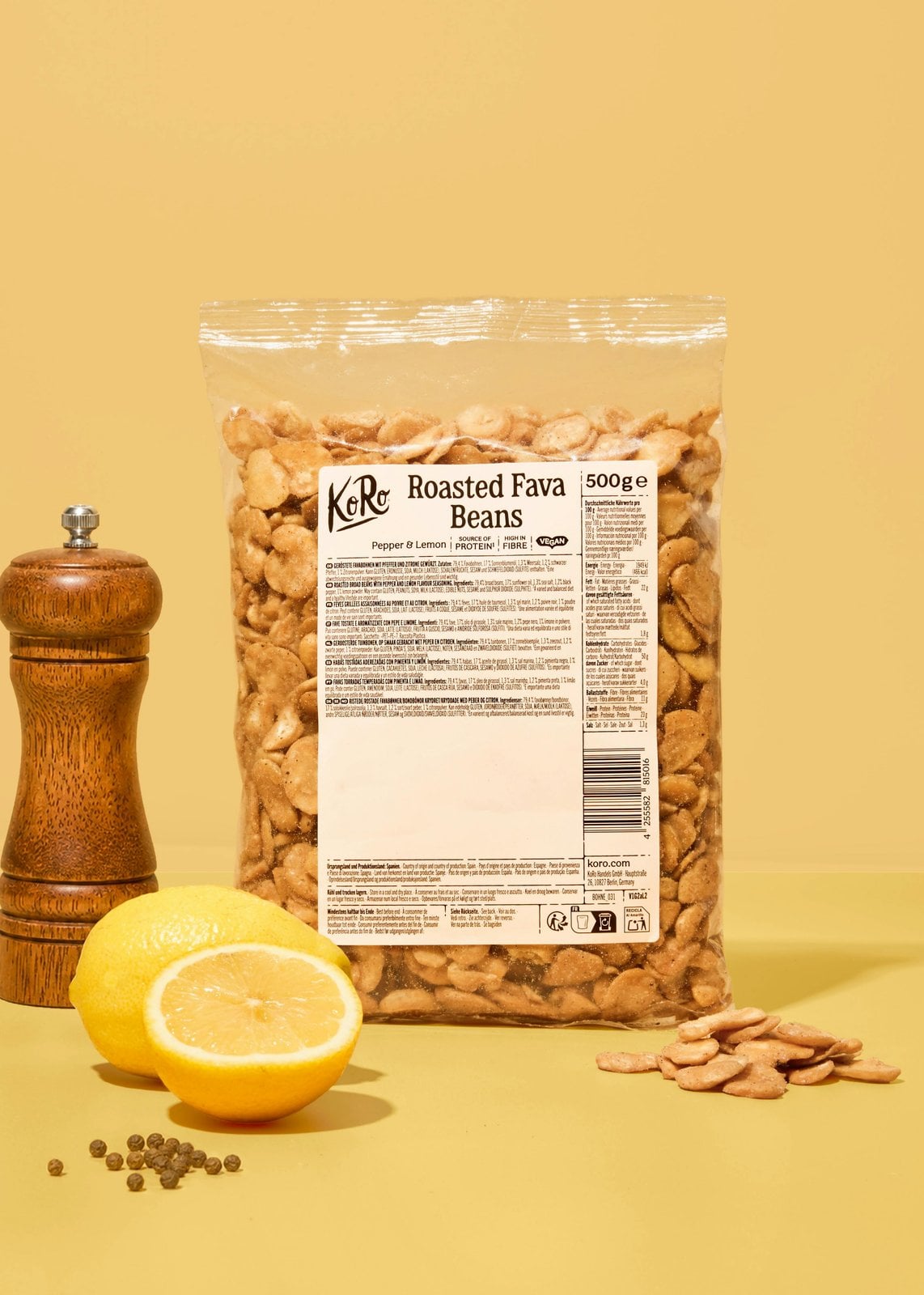Packung geröstete Favabohnen Pepper und Lemon von Korodrogerie