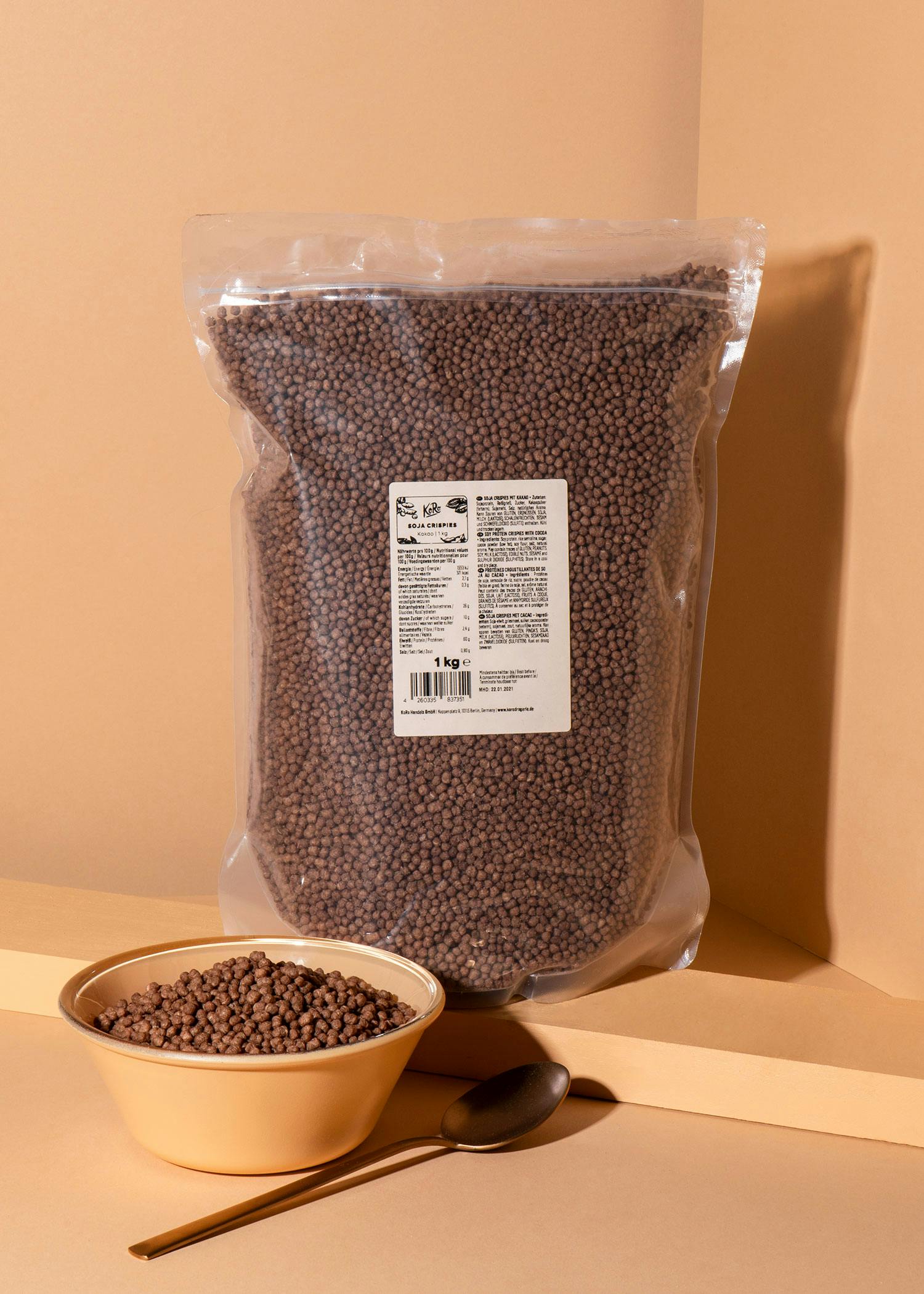 Packung Soja Protein Crispies mit Kakao von Korodrogerie