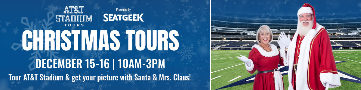 AT&T Stadium illuminated for a seasonal stadium tour