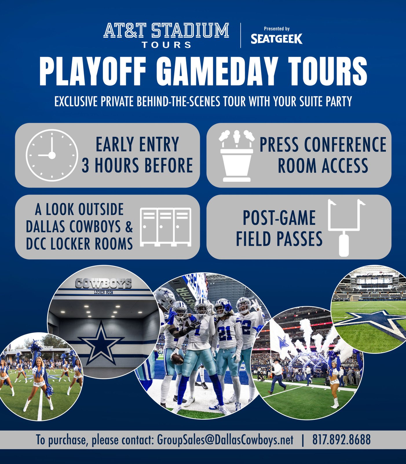 Visitors at an AT&T Stadium gameday tour