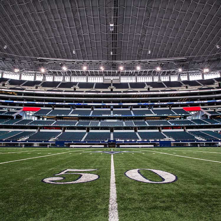 The empty field interior at AT&T Stadium