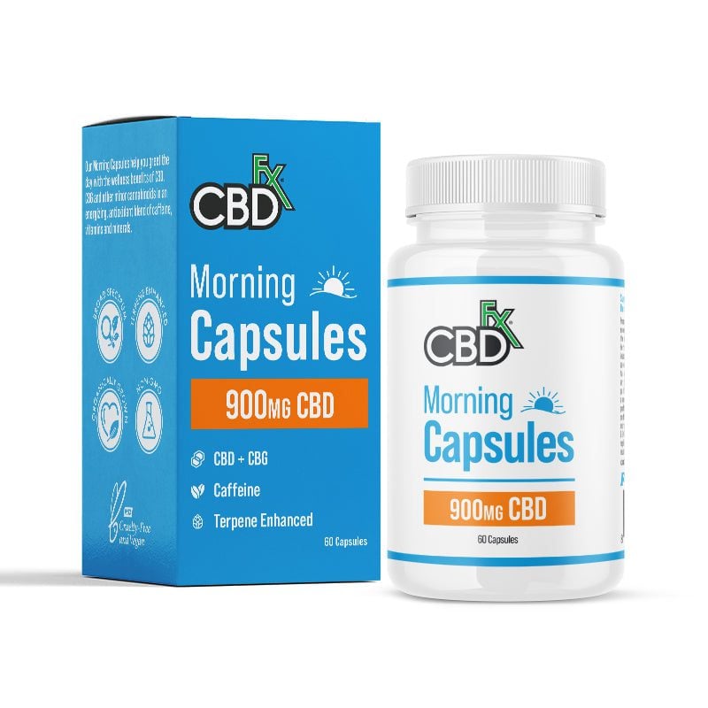 CBDFx CBD and CBG morning capsules bottle