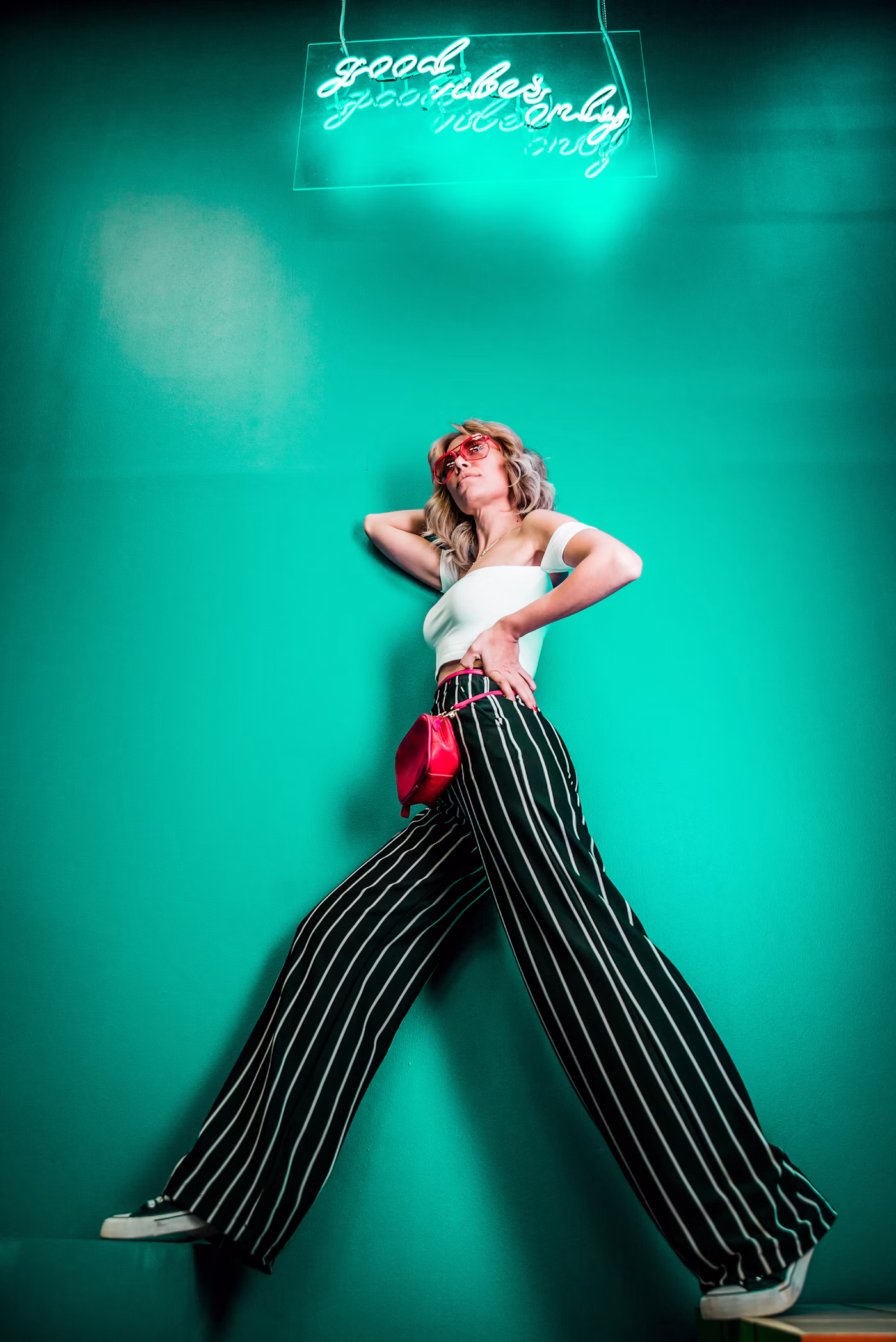 Model in a fashion editorial studio portrait