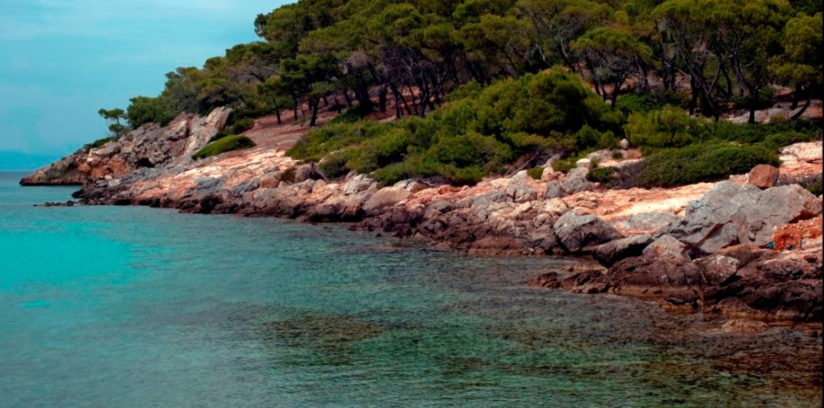 Green island landscape on Agistri