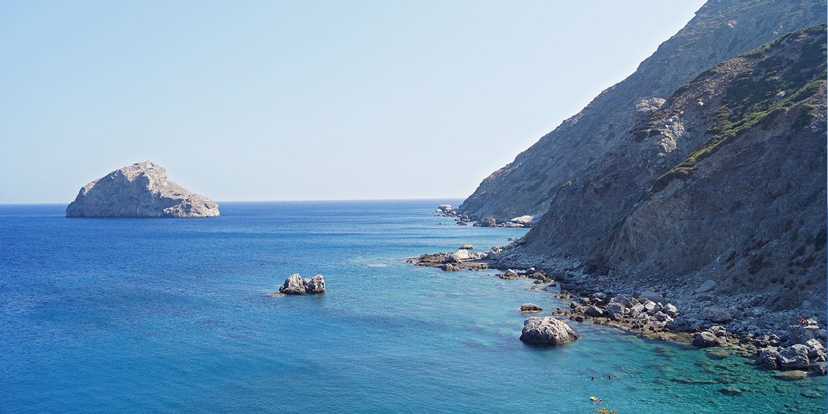 Rocky coastline and sea on Amorgos