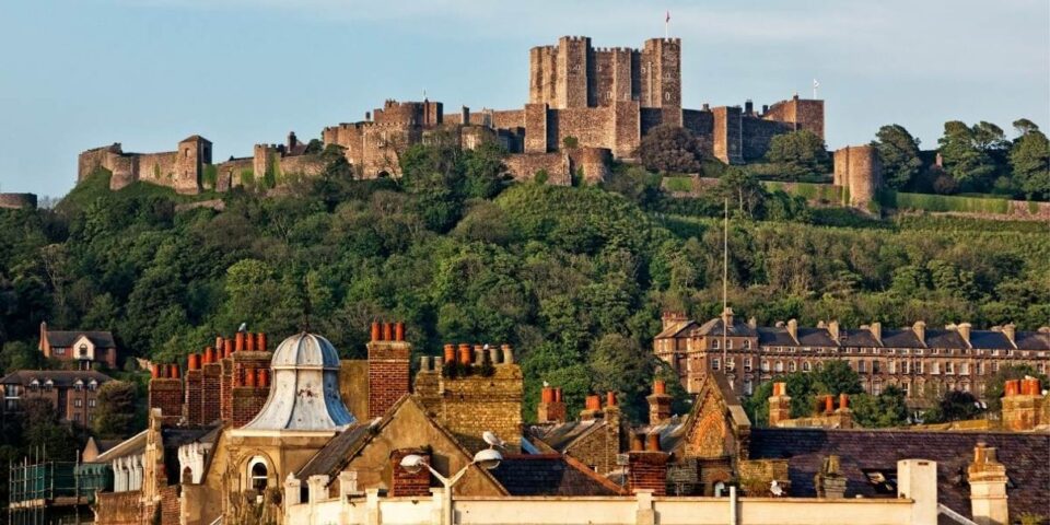Dover Castle above the coastal town