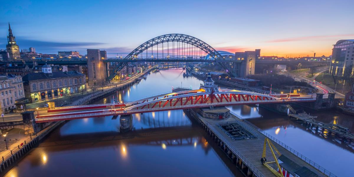 Sunset over the River Tyne in Newcastle