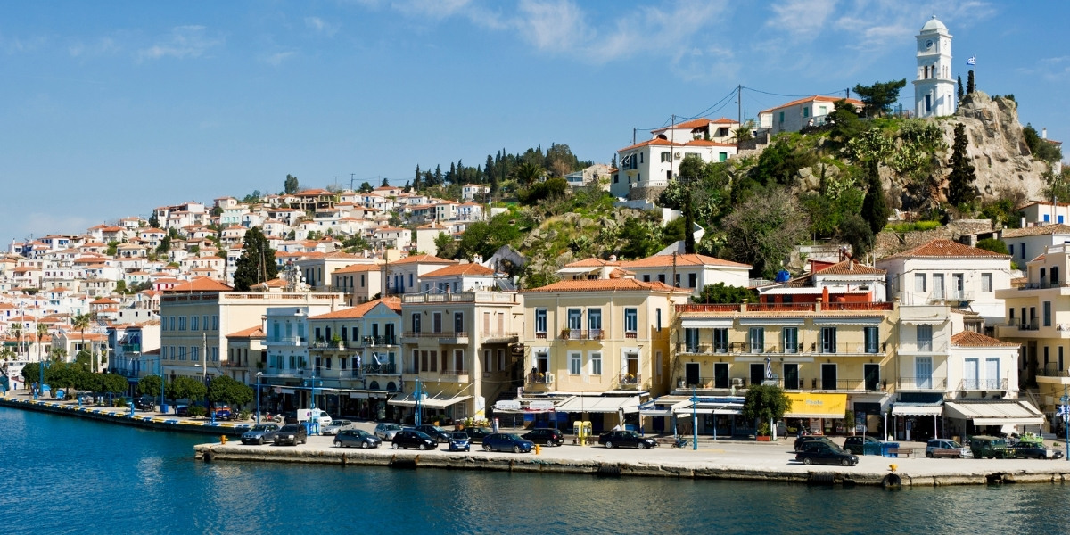 Poros waterfront village beside its harbour