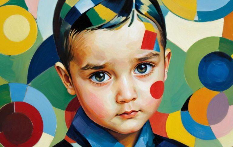 A painted child portrait artwork shown at Frameless