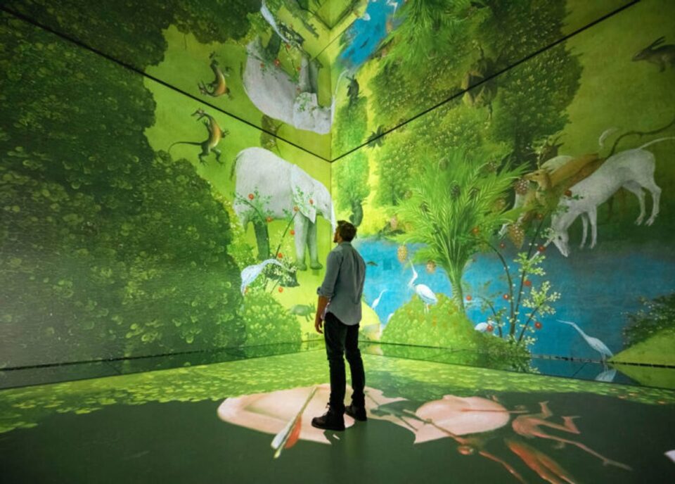 A Bosch-inspired artwork projected across a Frameless gallery