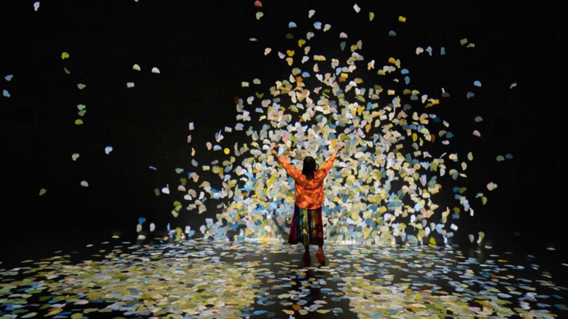 Visitors experience colour projections inside Frameless