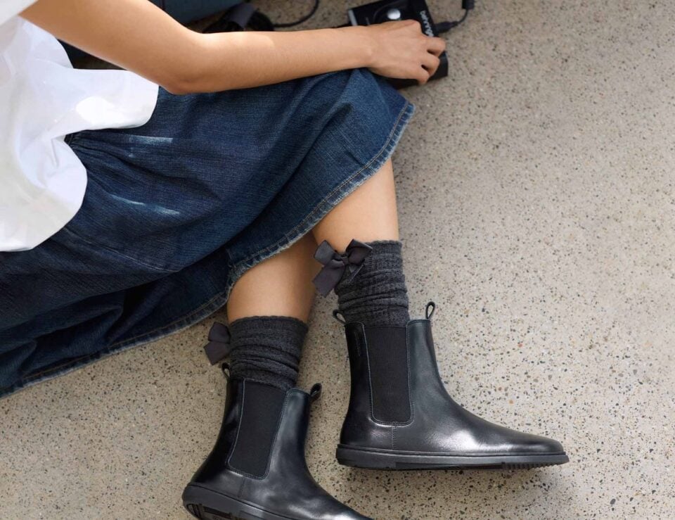 Groundies boots worn on a concrete floor