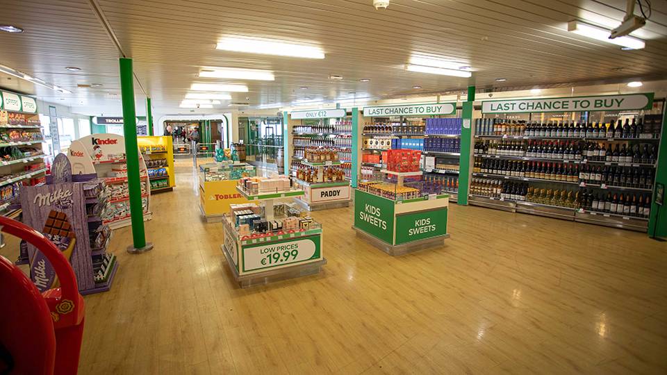 Duty free shop aboard the James Joyce