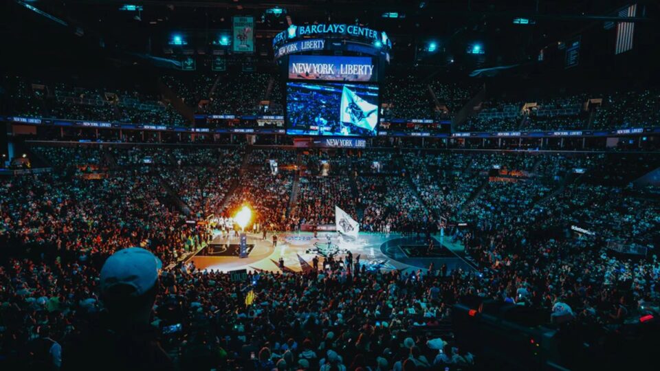 Packed New York Liberty arena crowd during a home game
