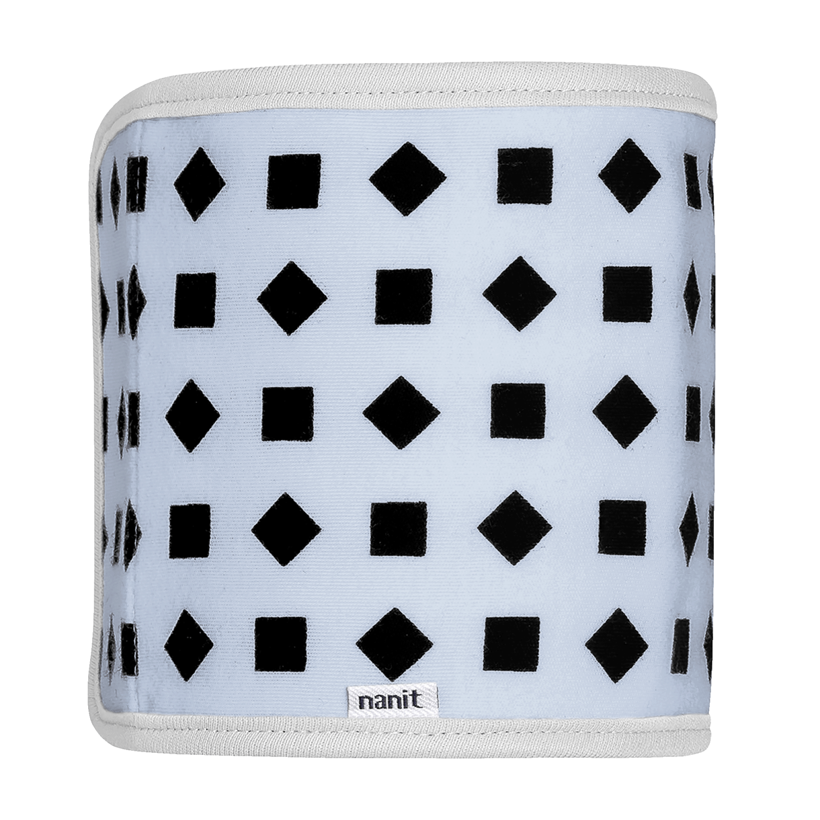 Powder blue Nanit Breathing Band rolled for storage