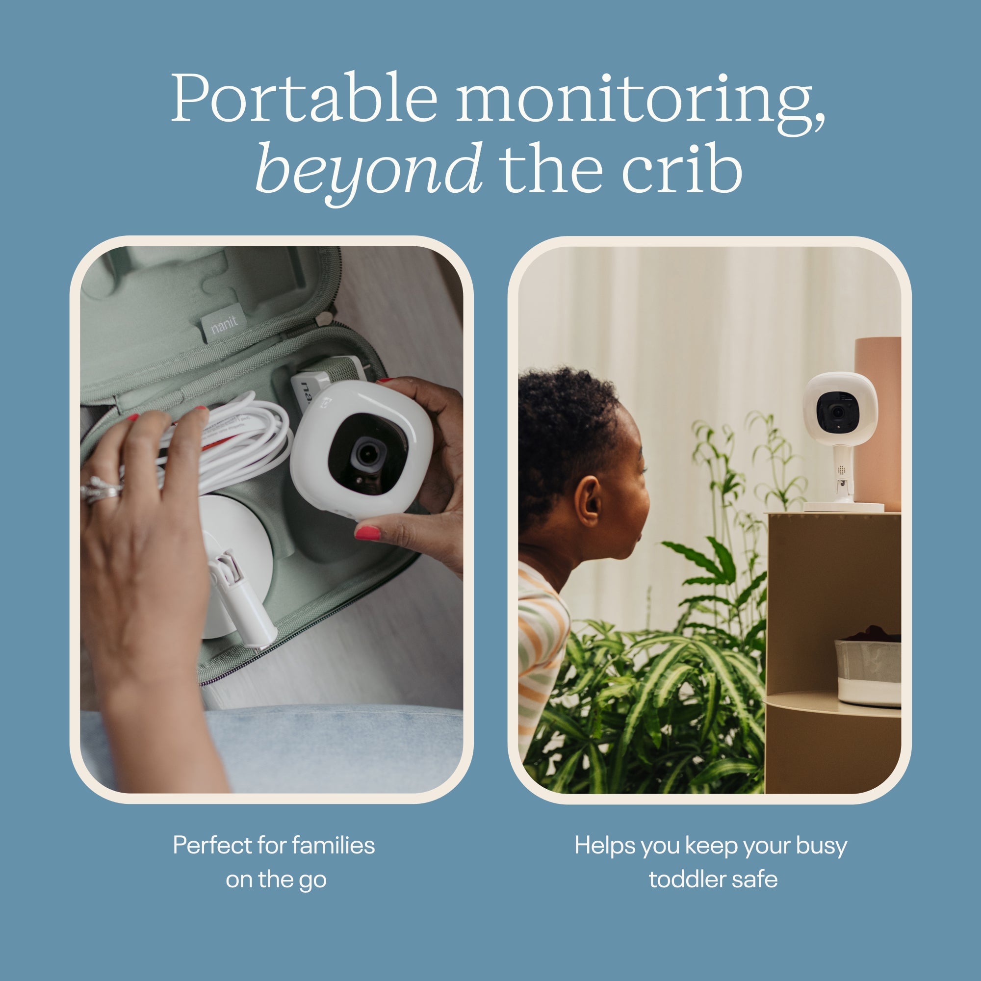 Nanit monitor on Flex Stand in a portable setup