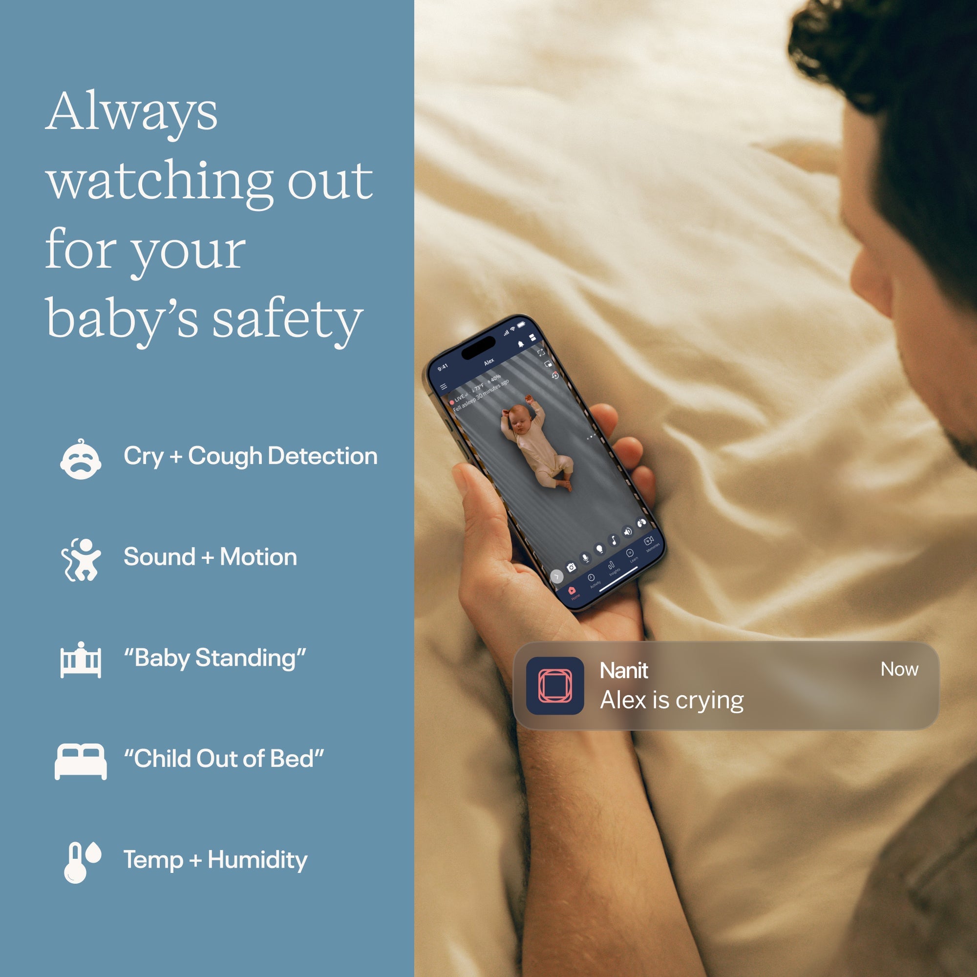 Nanit monitor app and breathing data in use