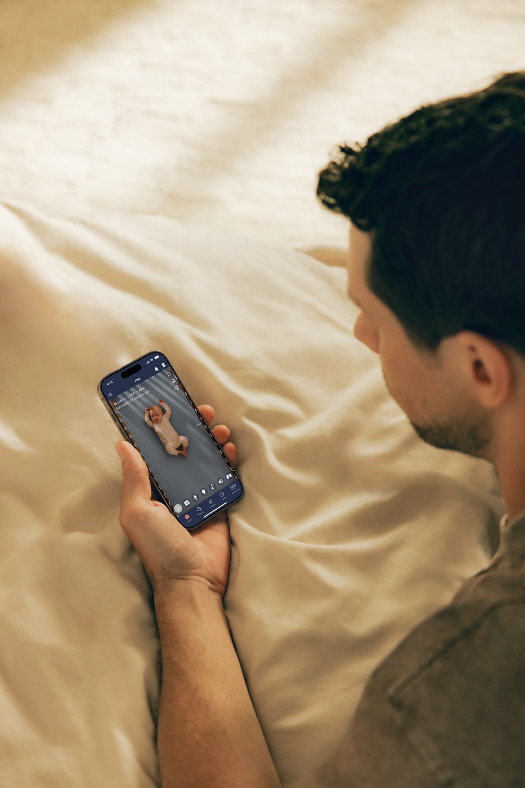 Parent viewing the Nanit baby monitor app