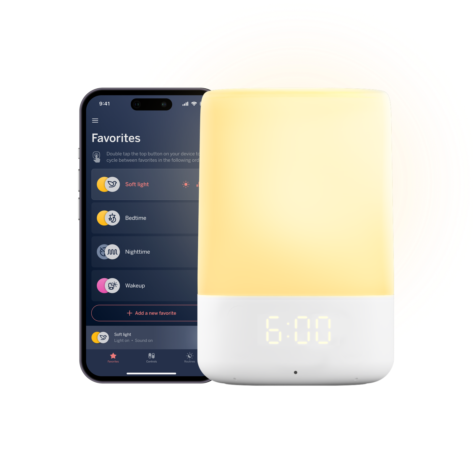 Nanit Sound + Light Machine with its app interface