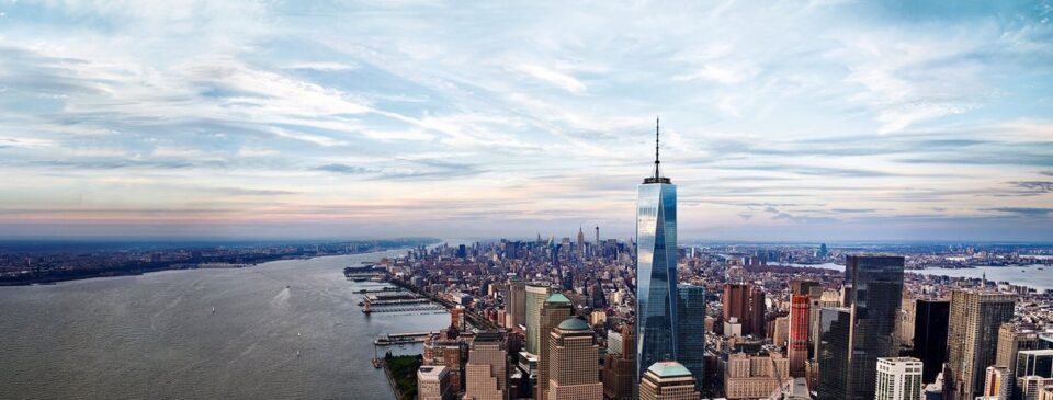 Daytime Manhattan skyline seen from One World Observatory