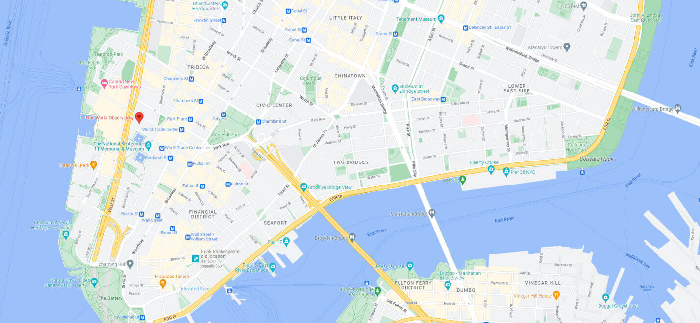 Map of One World Observatory in Lower Manhattan