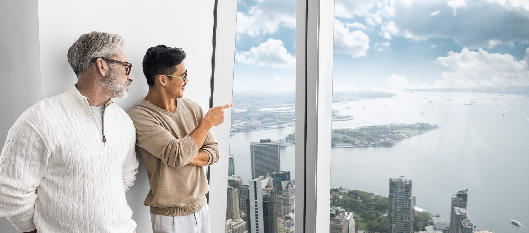 Visitors pictured in the One World Observatory local offer feature