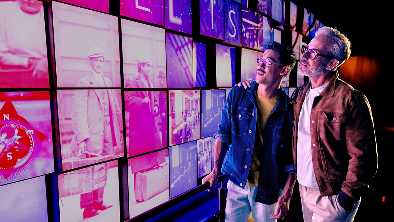 Visitors exploring the One World Observatory interior