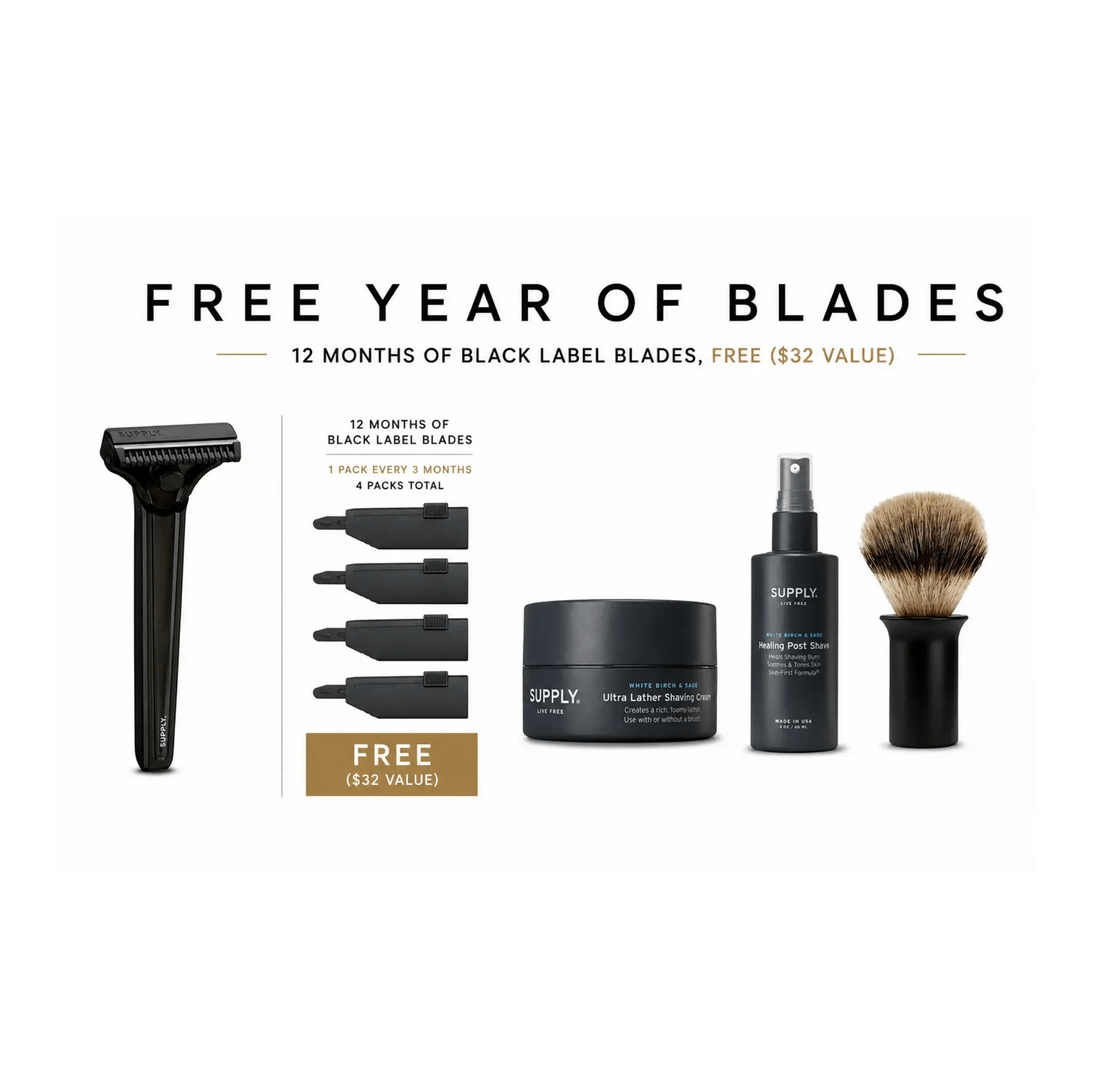Supply Single Edge SE Starter Set with razor and shaving accessories