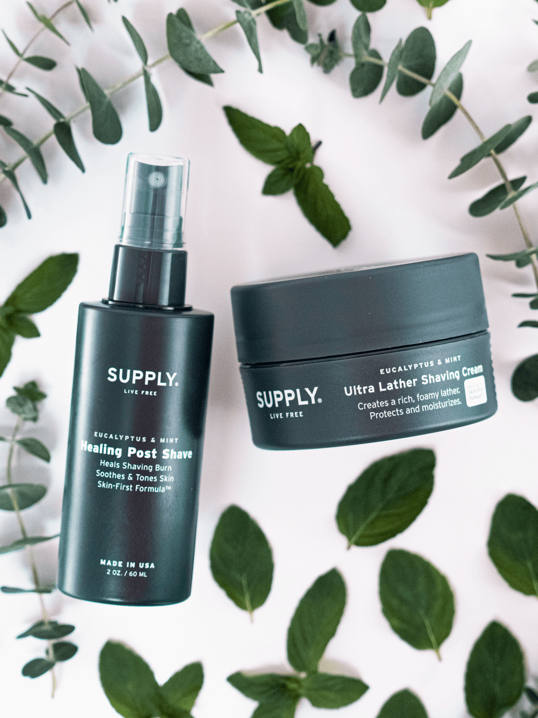 Supply Shave Essentials cream and post-shave spray