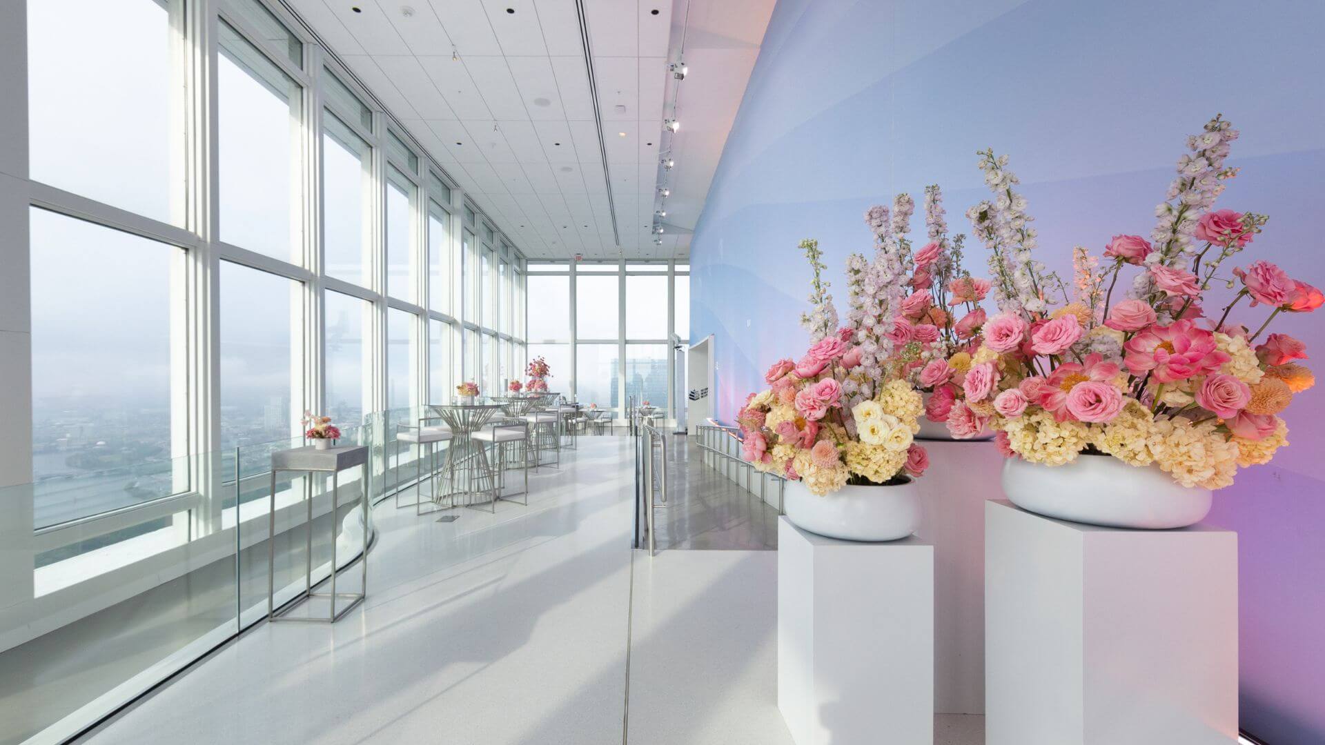 Event space at View Boston prepared for a gathering